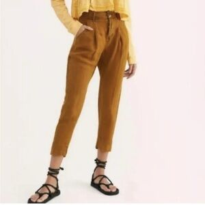 Free People Daytona Boyfriend Linen Blend Harem Pants Women’s 4 Brown High Rise